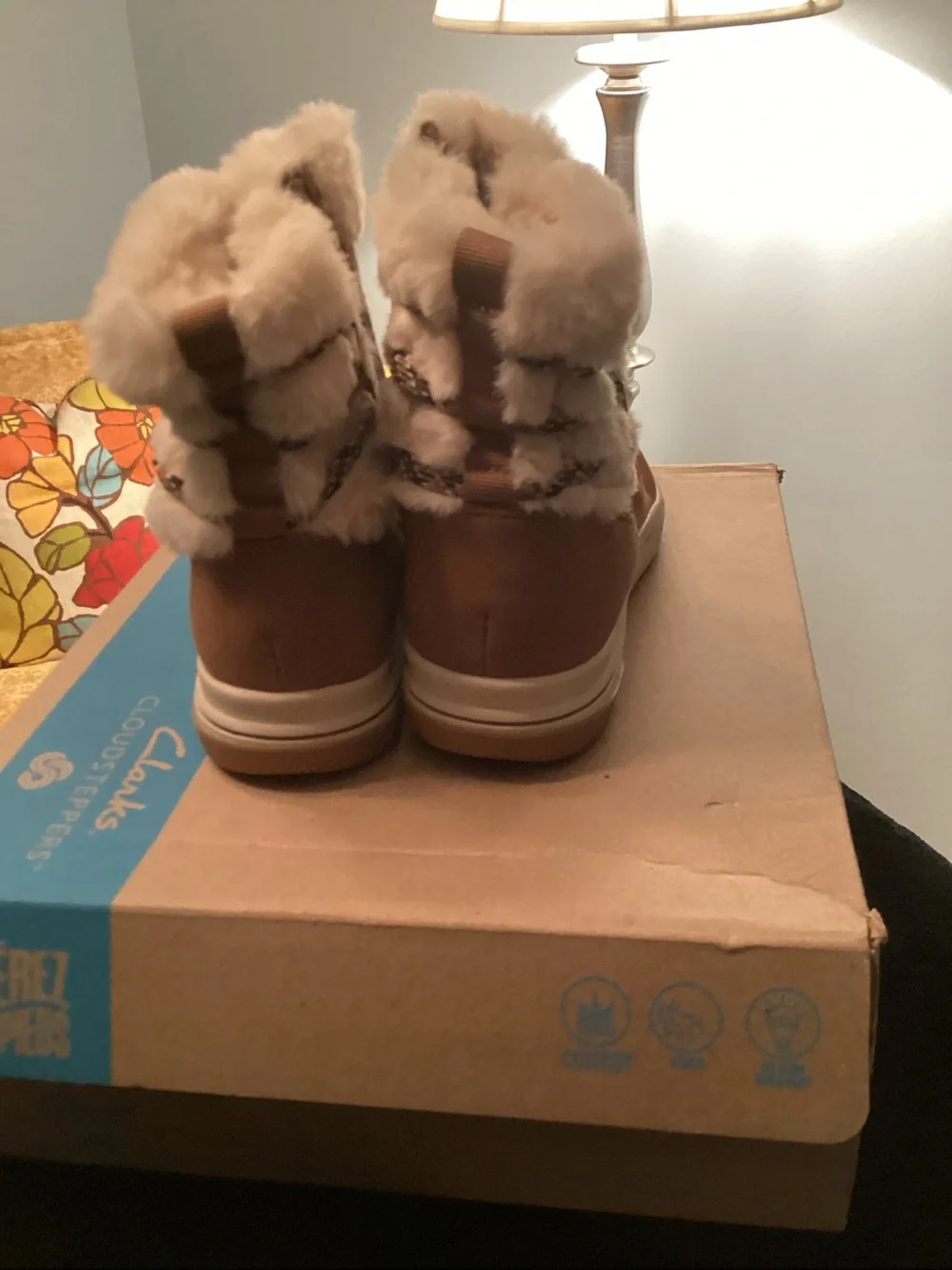 Clarks Chestnut Brown Faux-Fur Winter Boots